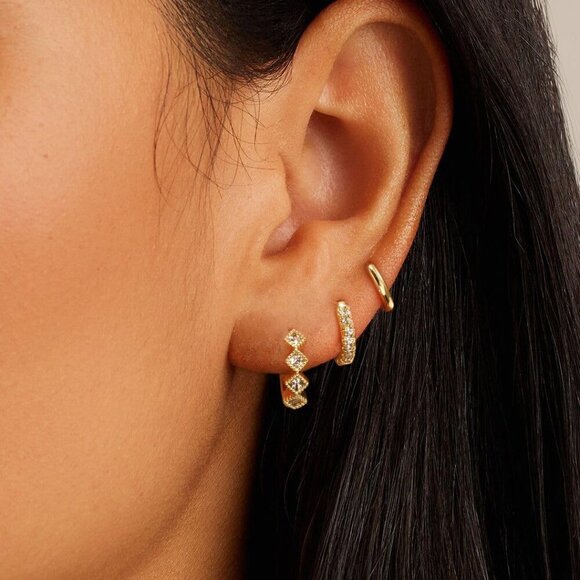 Gold Hoop Earrings Set for Women Trendy, 14K Real Gold Plated Chunky Hypoallerge - Picture 4 of 8